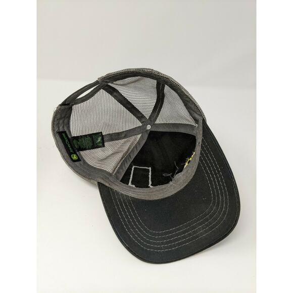 John Deere Brand Trucker Hat Meshback Snapback Build Indiana Black & Grey - Picture 9 of 11